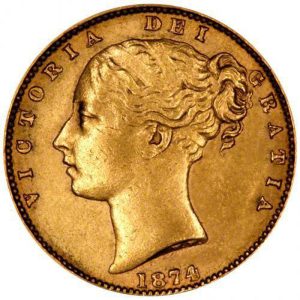 1874 Βικτώρια Μελβούρνης Θυρεός - Χρυσή Λίρα Αγγλίας